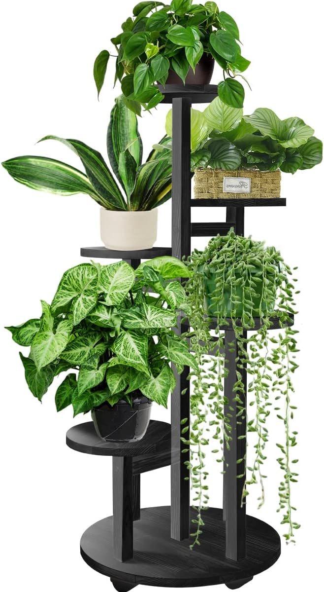 5 Tiered Tall Plant Stand for Indoor, Wood Plant Shelf Corner Display Rack, Multi-tier Planter Pot Holder Flower Stand