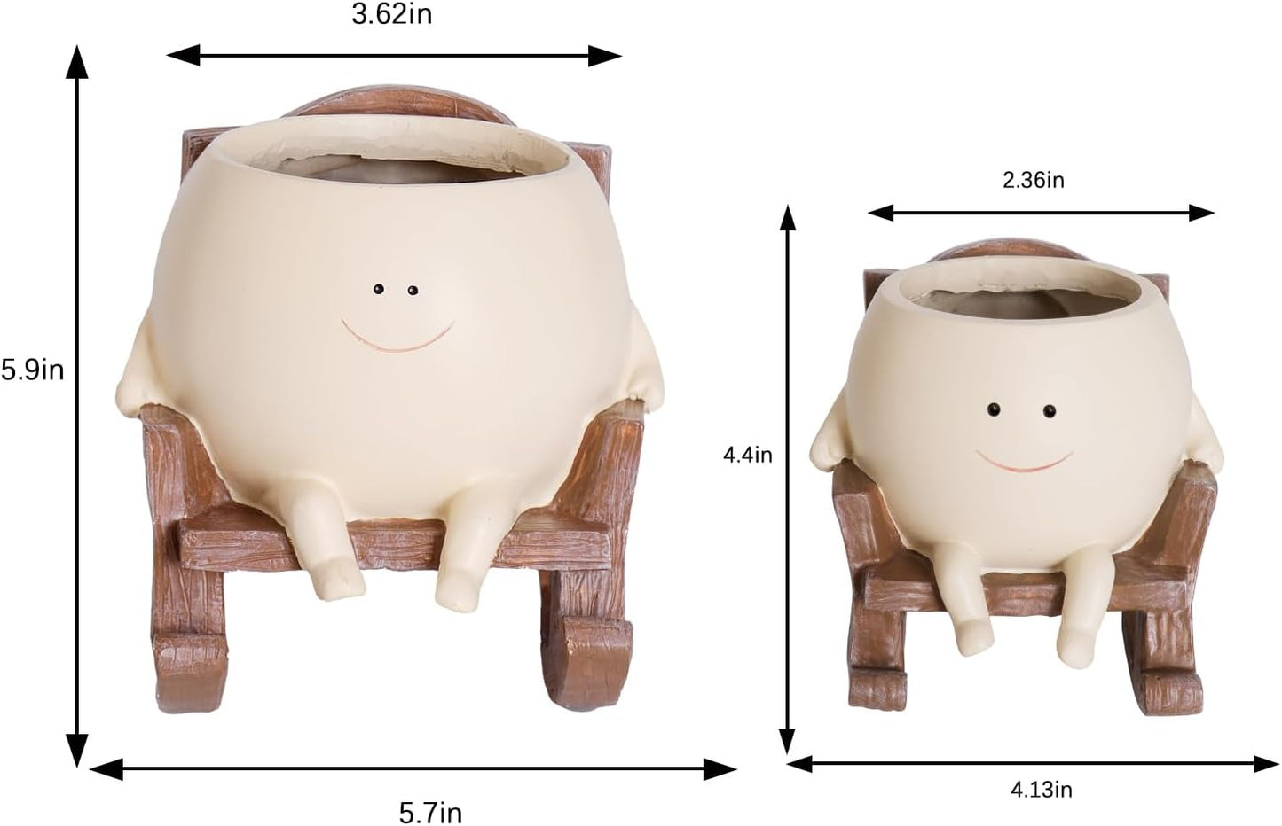 cute Planter Pot Cute Resin Flower Head Planters for Indoor Outdoor Plants Unique Sitting Rocking Chairs Succulent Pots