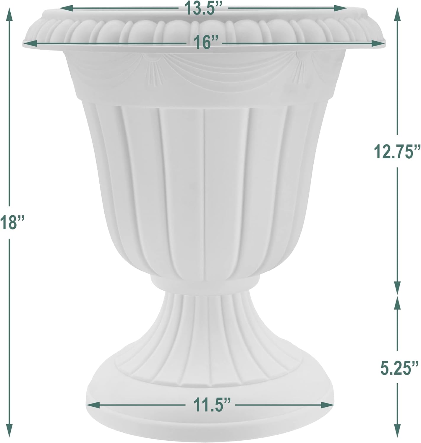 Classic Traditional Plastic Urn Planter Indoor/Outdoor