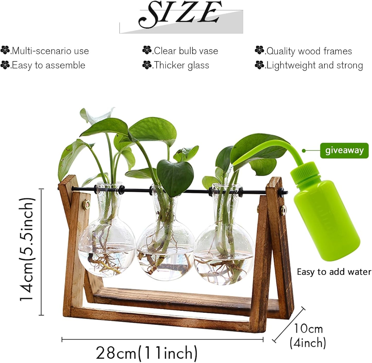 Air Planter Bulb Glass Vase Metal Swivel Holder Retro Tabletop for Hydroponics Home