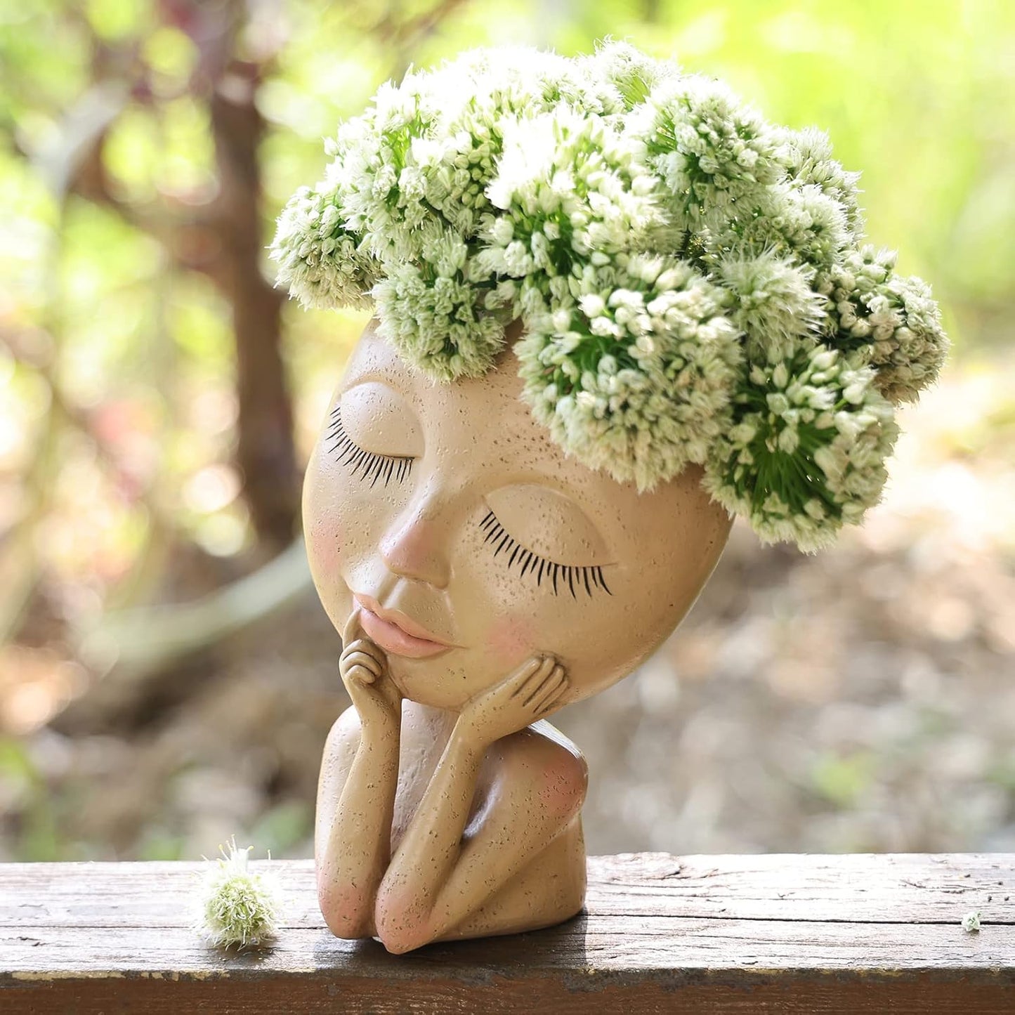 Resin Head Face Planter Flower Pot for Indoor and Outdoor Plants with Drainage Hole