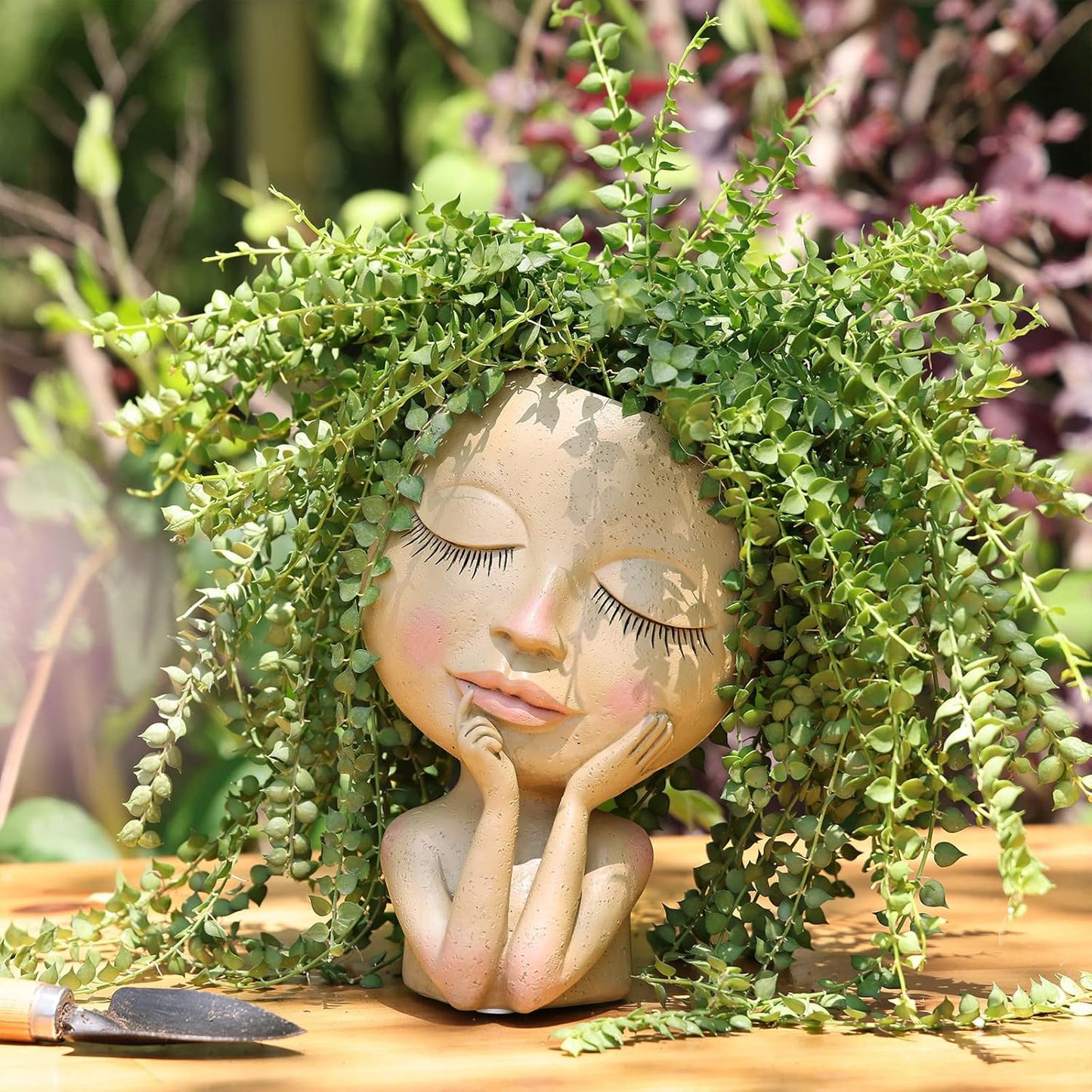 Resin Head Face Planter Flower Pot for Indoor and Outdoor Plants with Drainage Hole