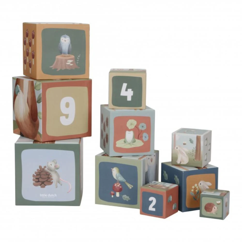 10 Cubos de Empilhar Little Dutch Forest Friends