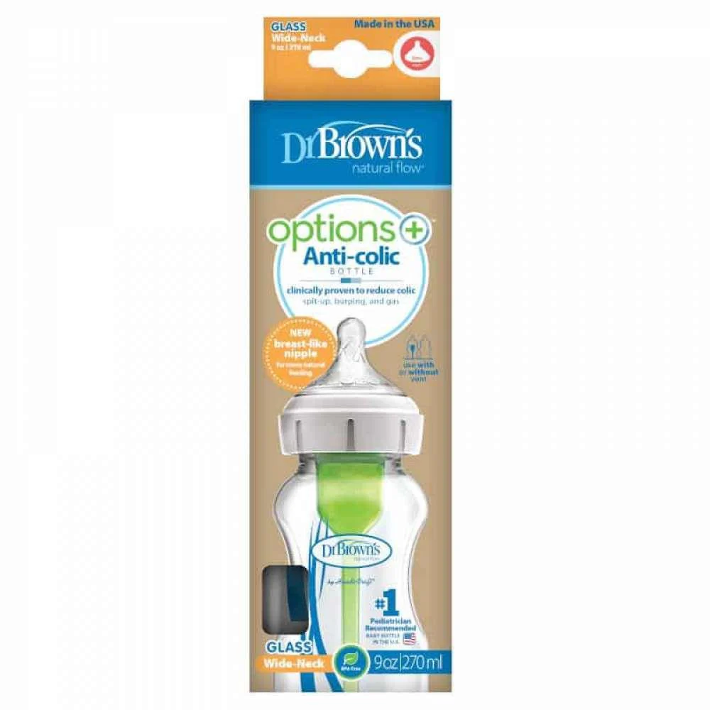 Biberão Options Vidro Boca Larga 270ml 0+
