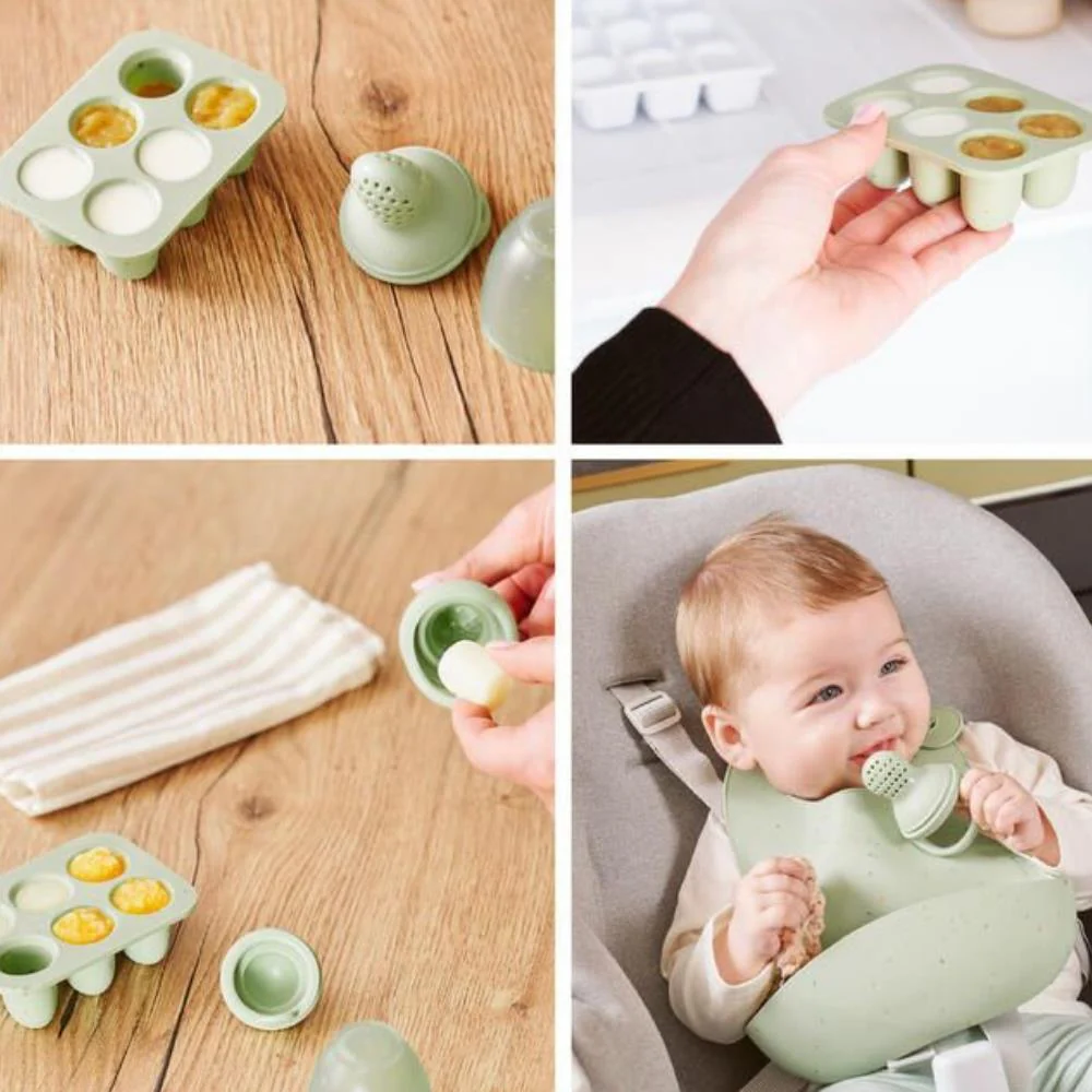 2 Bandejas para Congelador em Silicone com Tampa + Dispensador de Alimentos com Tampa Green - Image 7