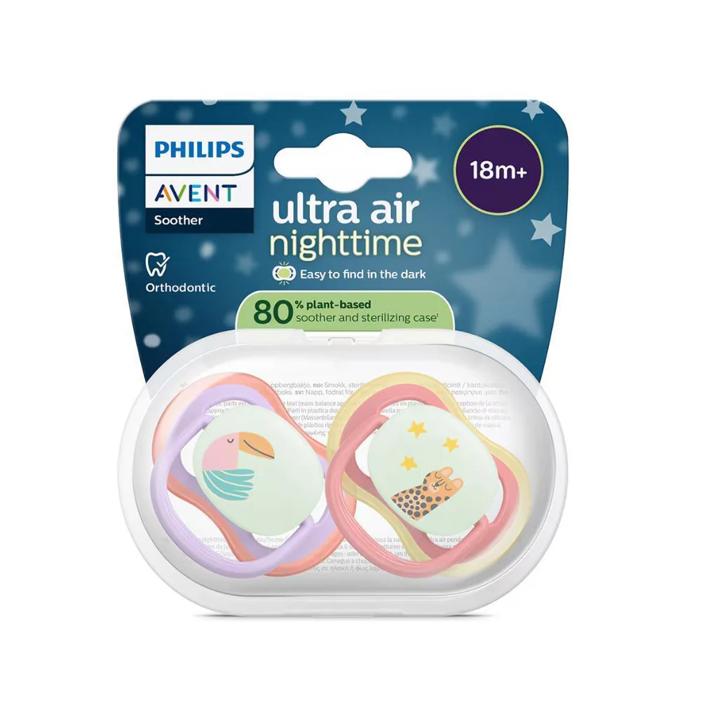 2 Chupetas Philips Avent Ultra Air Nighttime Menina +18m - Image 2