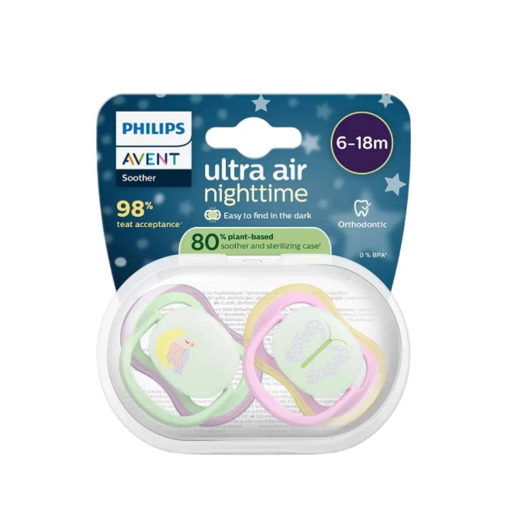 2 Chupetas Philips Avent Ultra Air Nighttime Menina 6-18m - Image 2