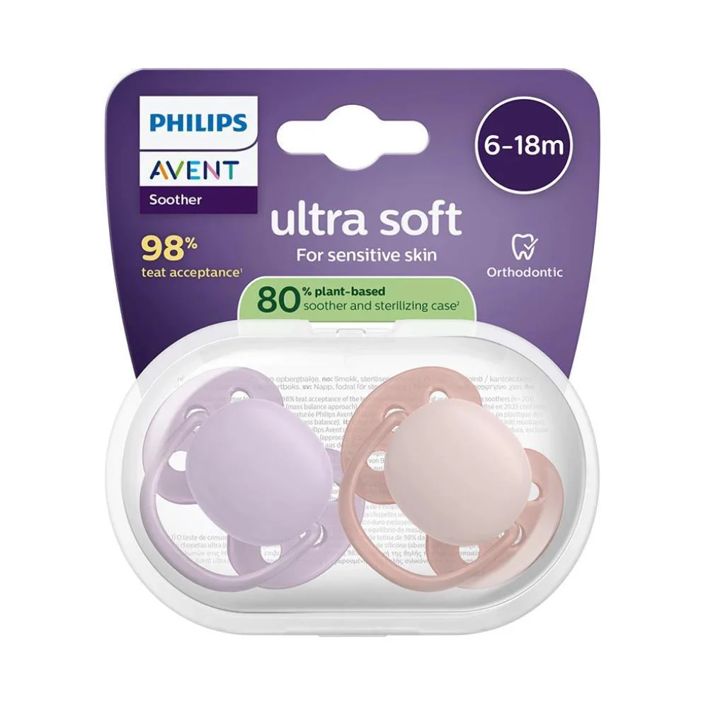 2 Chupetas Philips Avent Ultra Soft Lisa Menina 6-18m - Image 2