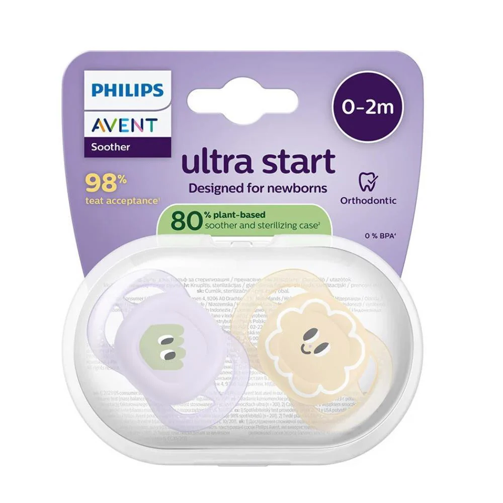 2 Chupetas Philips Avent Ultra Start Deco Menina 0-2m - Image 2