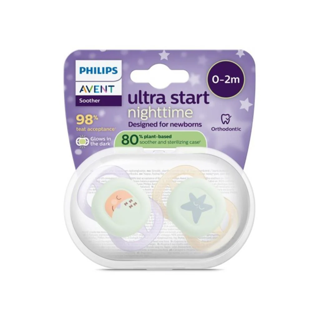 2 Chupetas Philips Avent Ultra Start Nighttime Menina 0-2m - Image 2