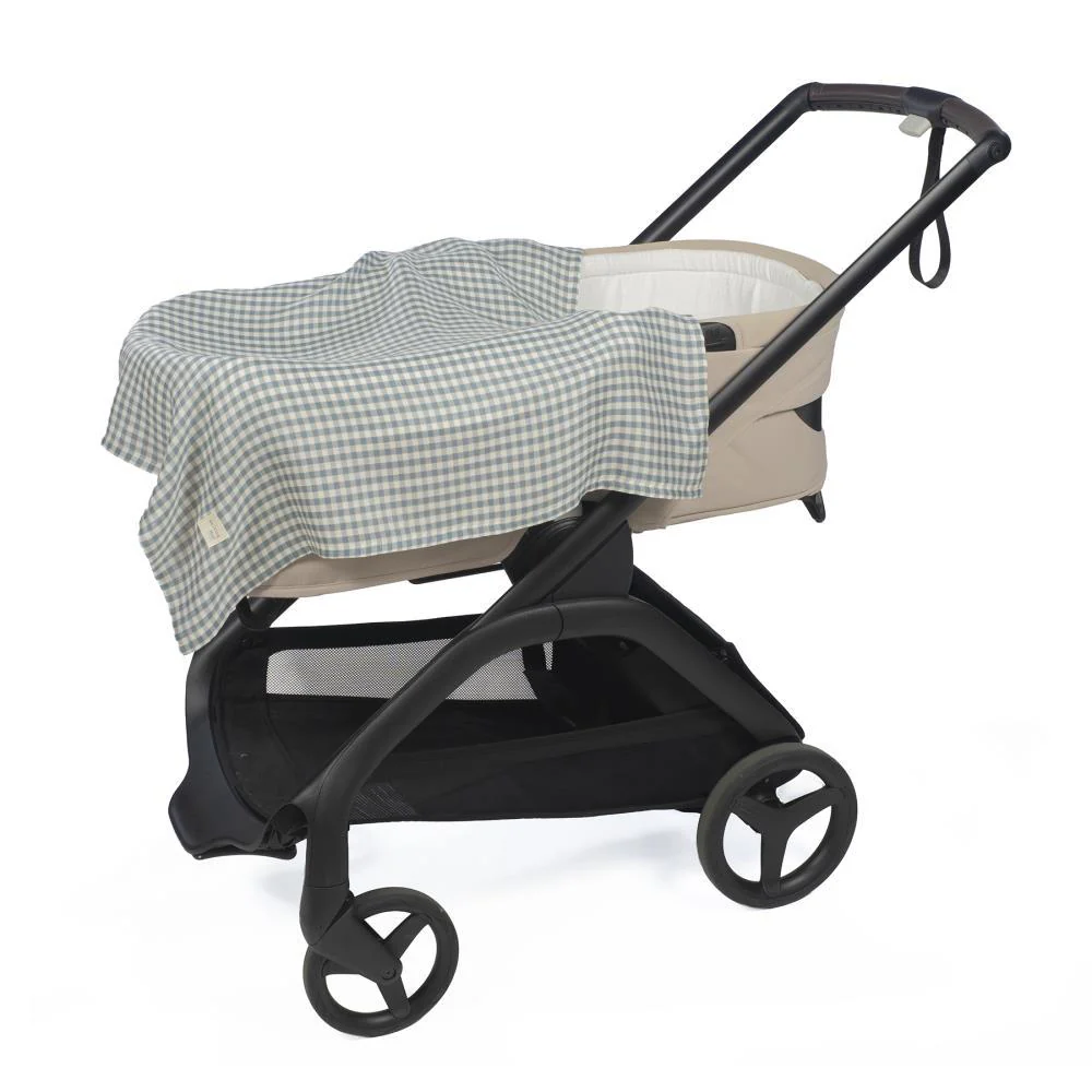 2 Musselinas em Bambu Walking Mum Praliné Vichy/Strips Matcha 70x70cm - Image 4