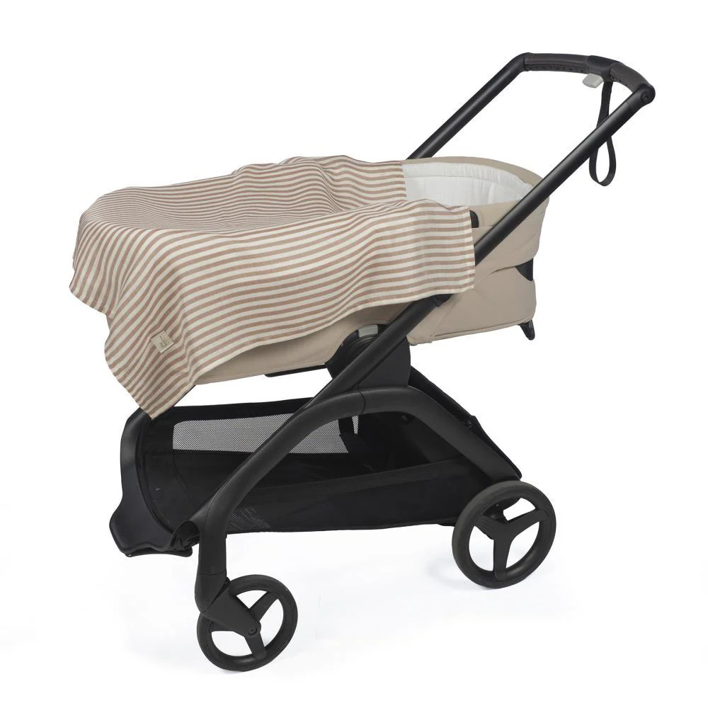 2 Musselinas em Bambu Walking Mum Praliné Vichy/Strips Moka 70x70cm - Image 4