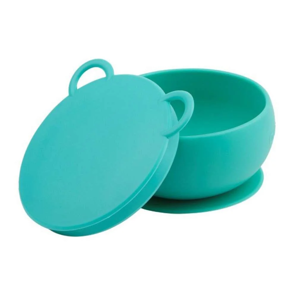 Taça em Silicone com Ventosa e Tampa Minikoioi Verde