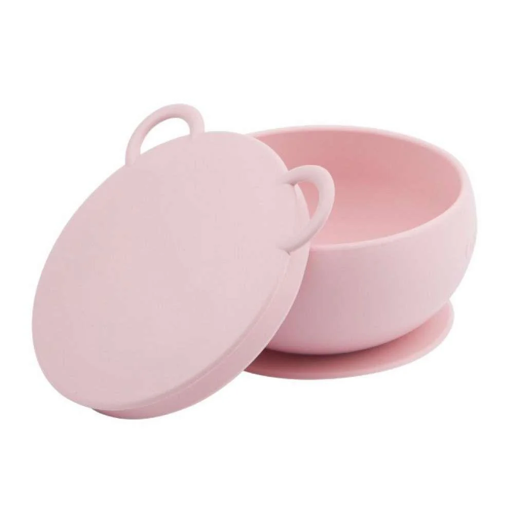 Taça em Silicone com Ventosa e Tampa Minikoioi Rosa