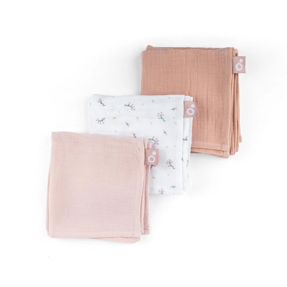 3 Musselinas Doomoo Lovely Flower Pink 70x70cm