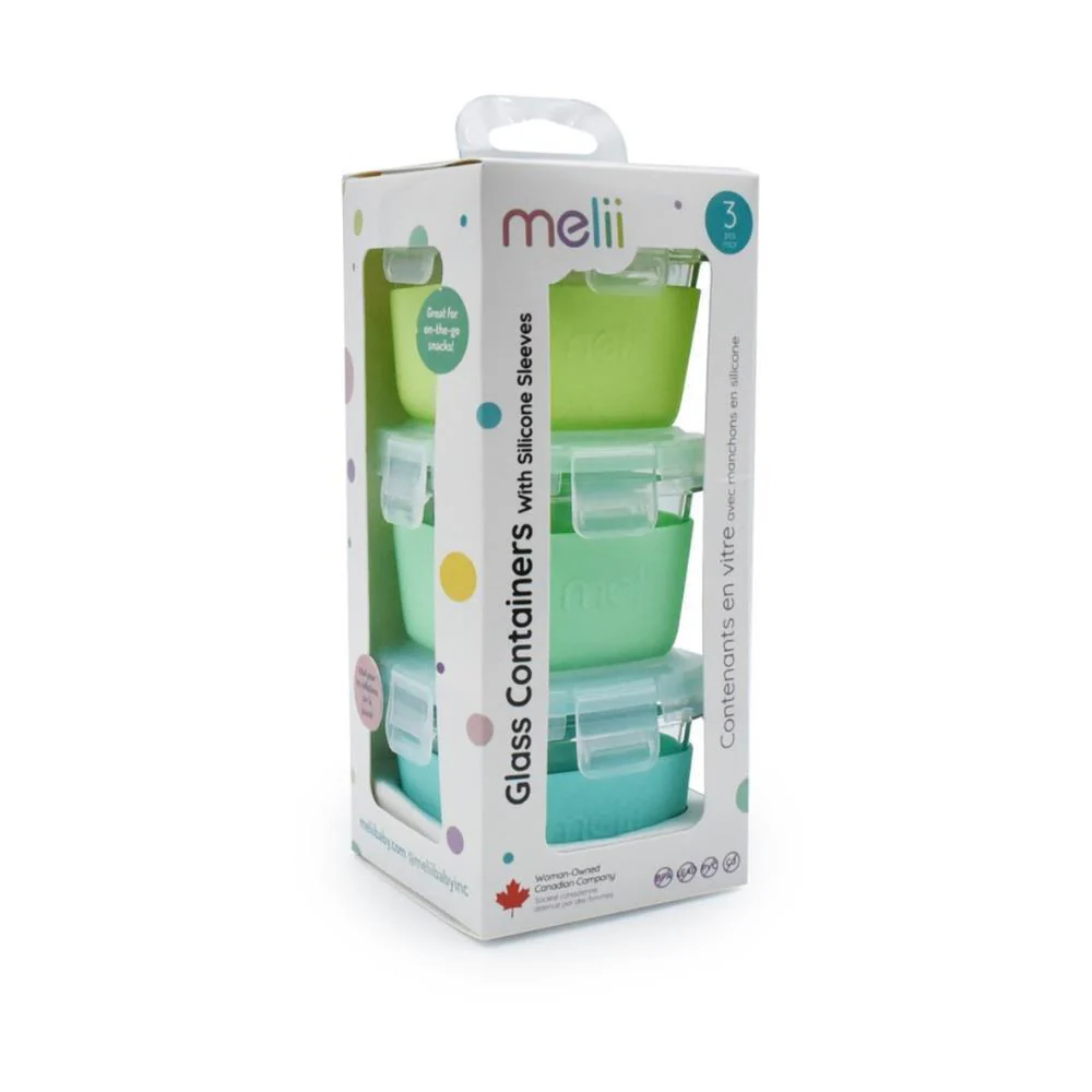 3 Recipientes Melii em Vidro com Capa e Tampa em Silicone 160ml Blue - Image 2