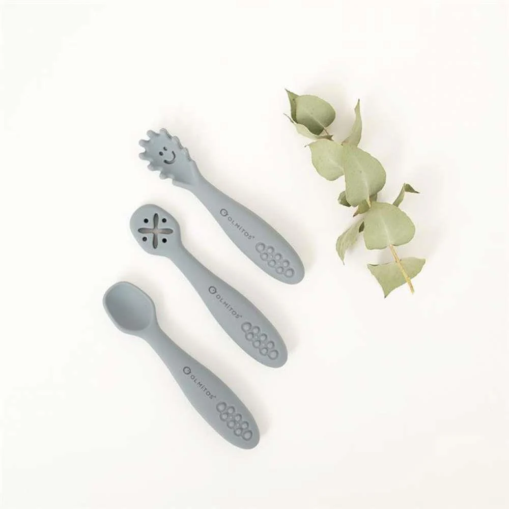 3 Talheres de Aprendizagem em Silicone Olmitos Cinza - Image 2