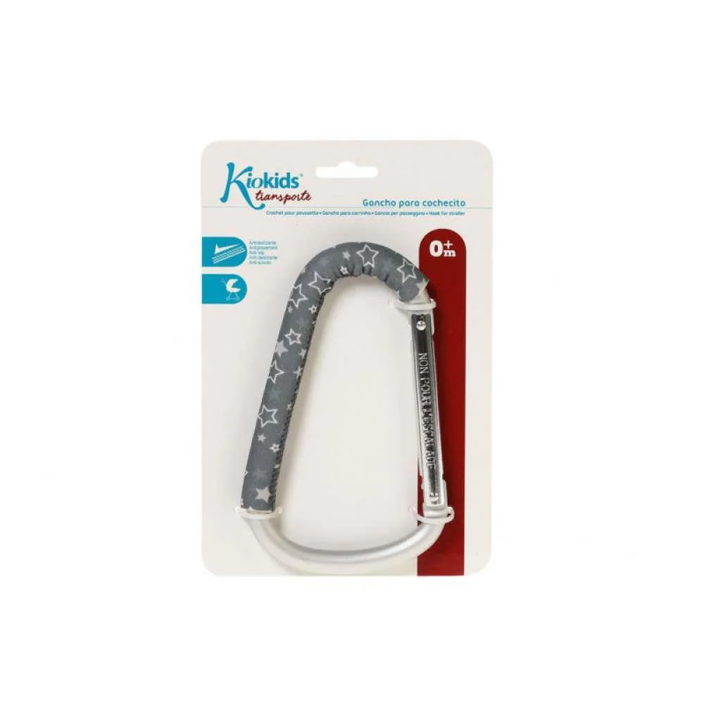 Gancho Mosquetão KioKids Estrelas Cinzento para Carrinho de Passeio - Image 3