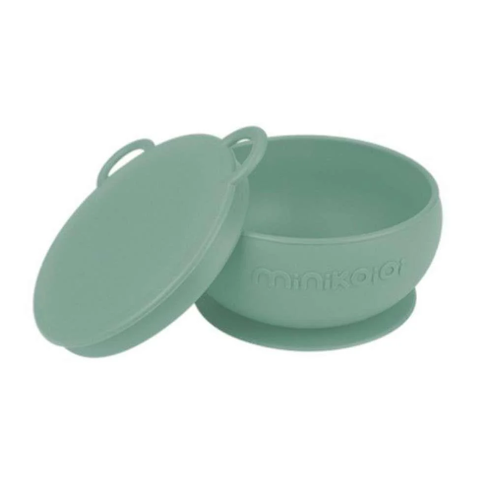 Taça em Silicone com Ventosa e Tampa Minikoioi River Green