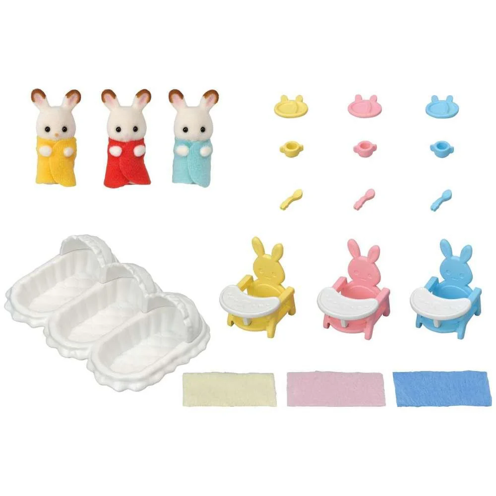 Quarto dos Trigémeos da Família Coelhos de Chocolate com Acessórios Sylvanian Families - Image 3