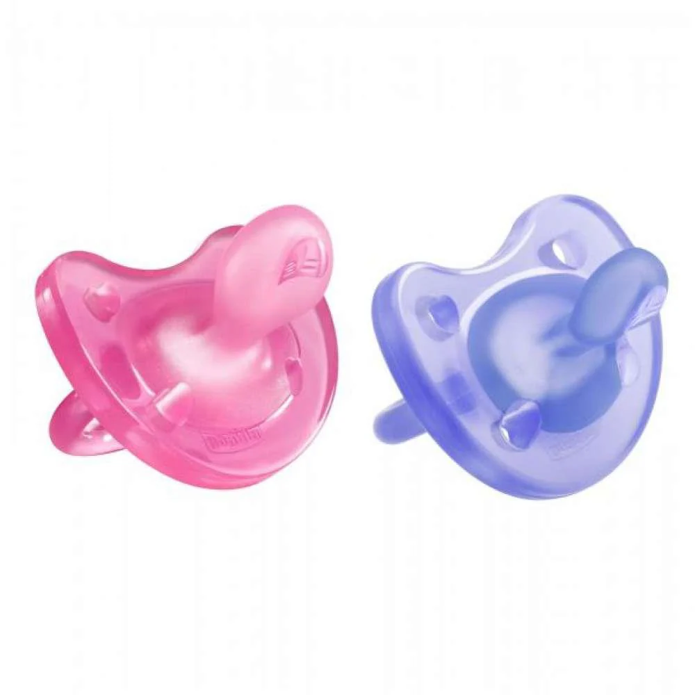 2 Chupetas Chicco Physio Forma Soft em Silicone Rosa 16-36m+