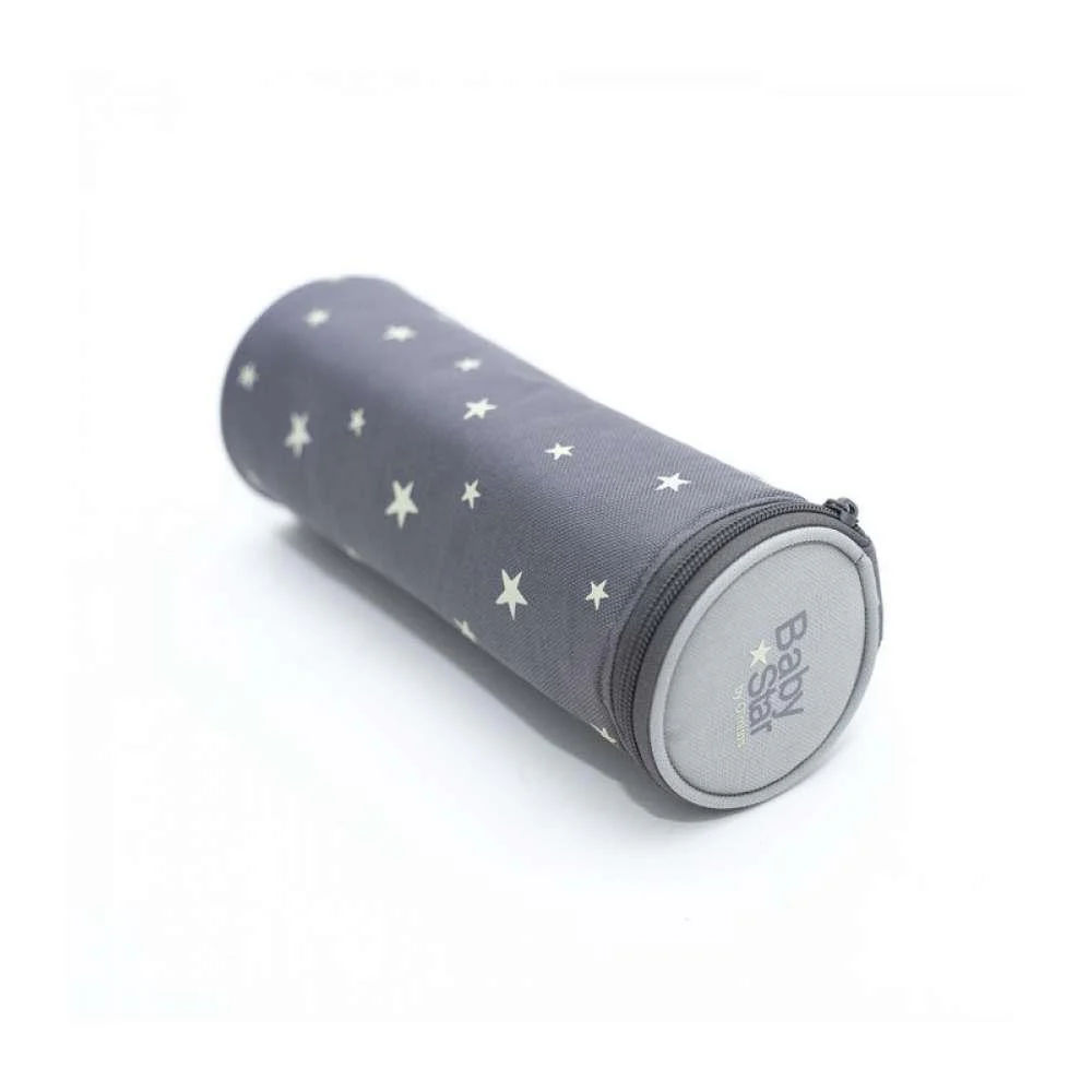 Baby Star Porta Biberão Térmico Cinza com Estrelas