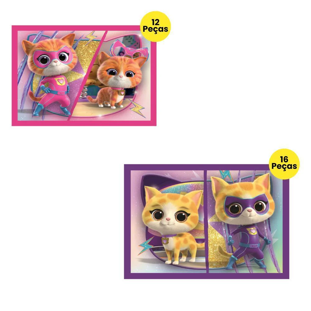4 Puzzles Progressivos Clementoni Disney Super Kitties 12 a 24 Peças - Image 2