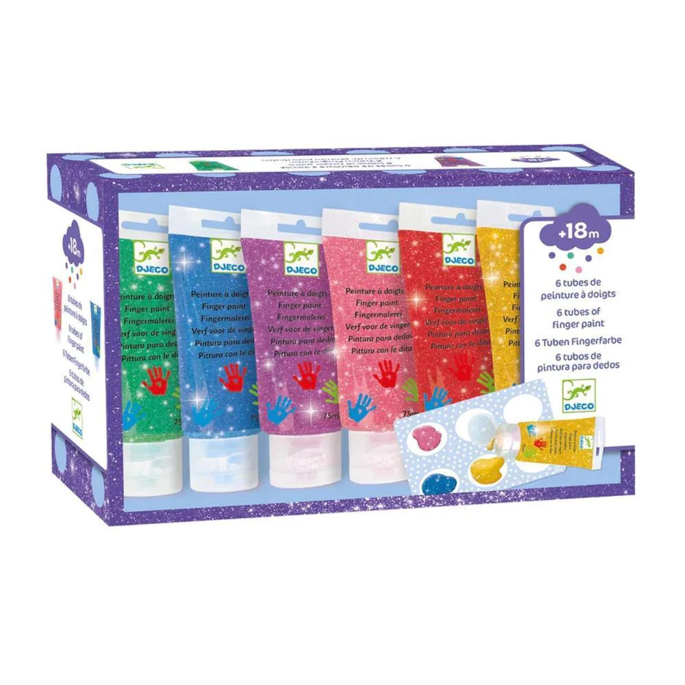 6 Tintas Glitter para Pintar com os Dedos