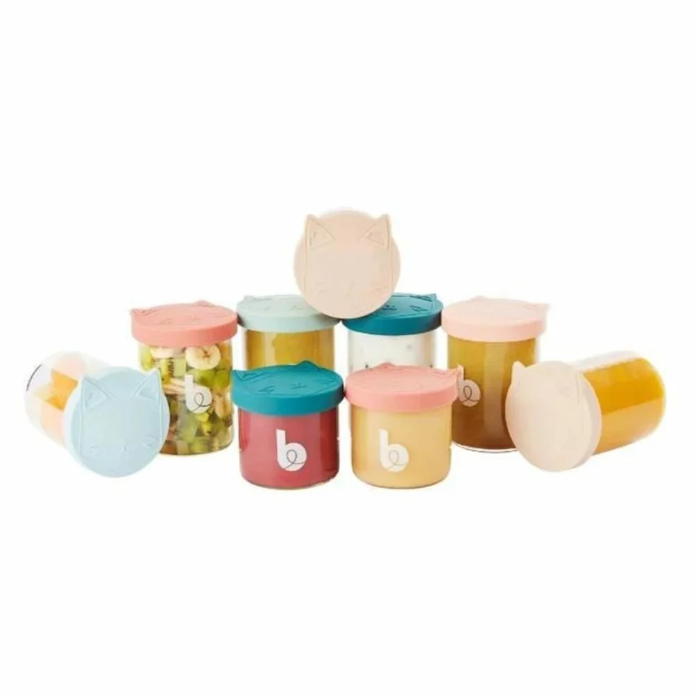 9 Recipientes em Vidro com Tampa de Silicone 120/250ml