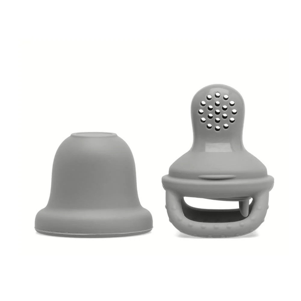Dispensador de Alimentos em Silicone com Tampa KioKids Cinza