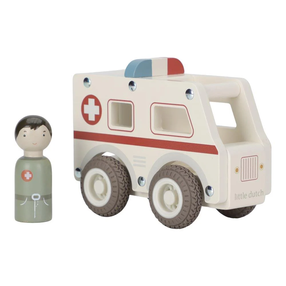 Ambulância com Figura em Madeira Little Dutch