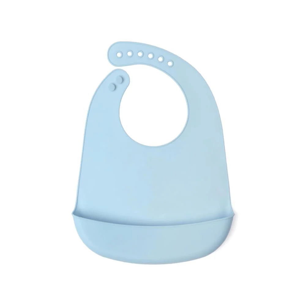 Babete em Silicone Kiokids Azul Liso