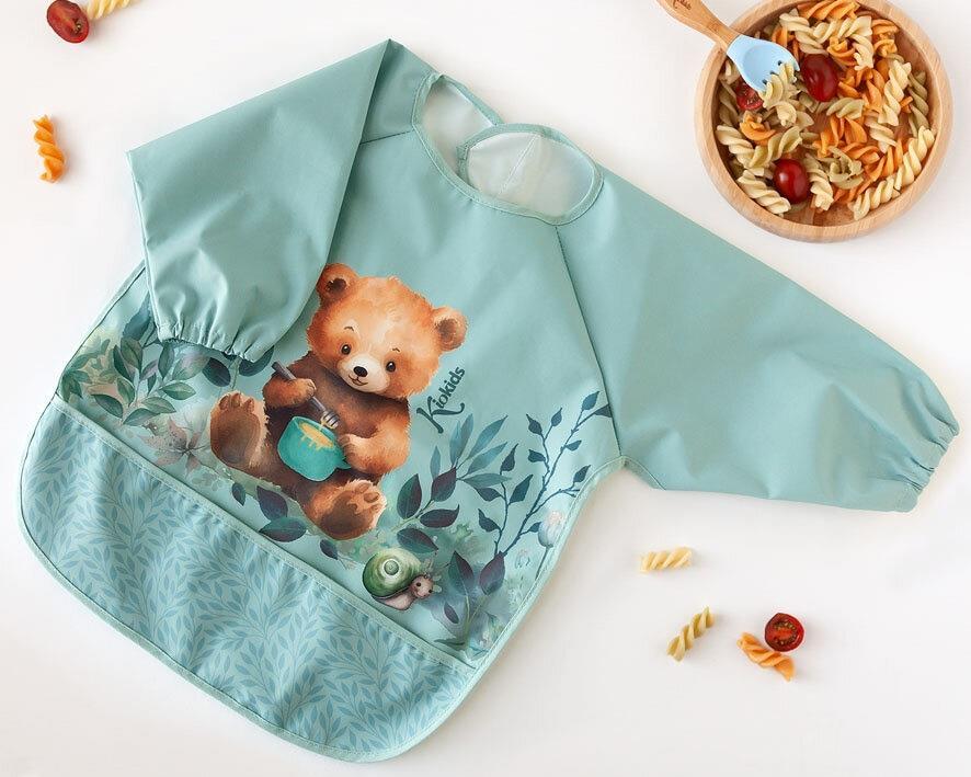 Babete Impermeável com Mangas Urso Kiokids Sage - Image 2