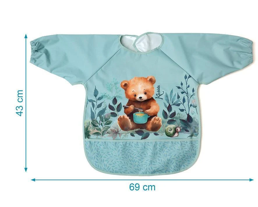 Babete Impermeável com Mangas Urso Kiokids Sage - Image 4
