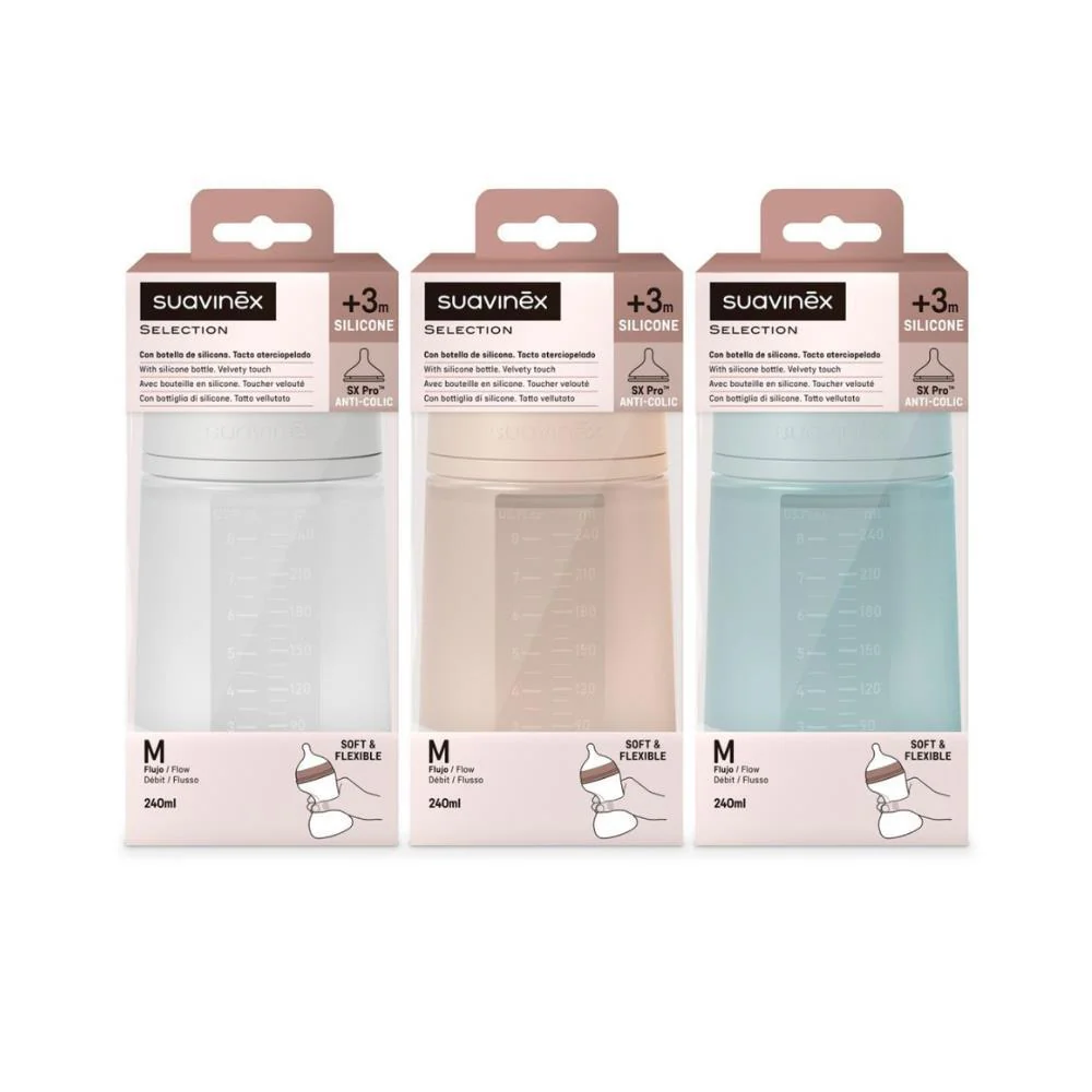 Biberão Suavinex em Silicone Fluxo M Soft Colours 240ml - Image 2