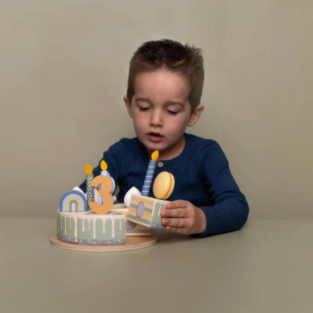 Bolo de Aniversário Fatiado em Madeira Little Dutch Azul - Image 6