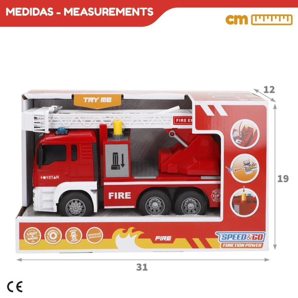 Camião dos Bombeiros com Bomba de Água, Sistema de Fricção, Luz e Som 1:14 - Image 8