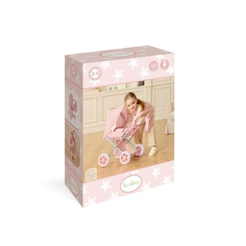 Carrinho com Alcofa para Bonecas La Nina Carlota Pink 68cm - Image 3