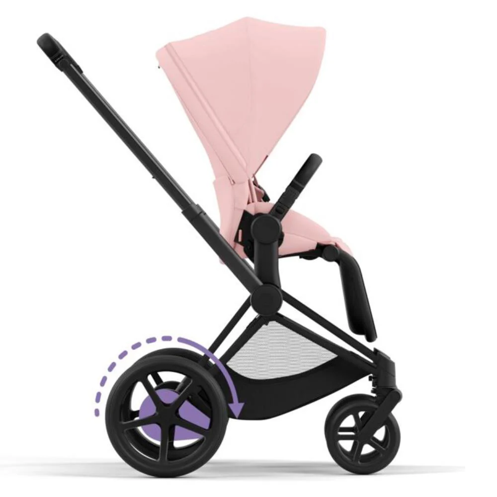 Carrinho Cybex Platinum e-Priam Matt Black + Pack Tecidos Peach Pink - Image 2