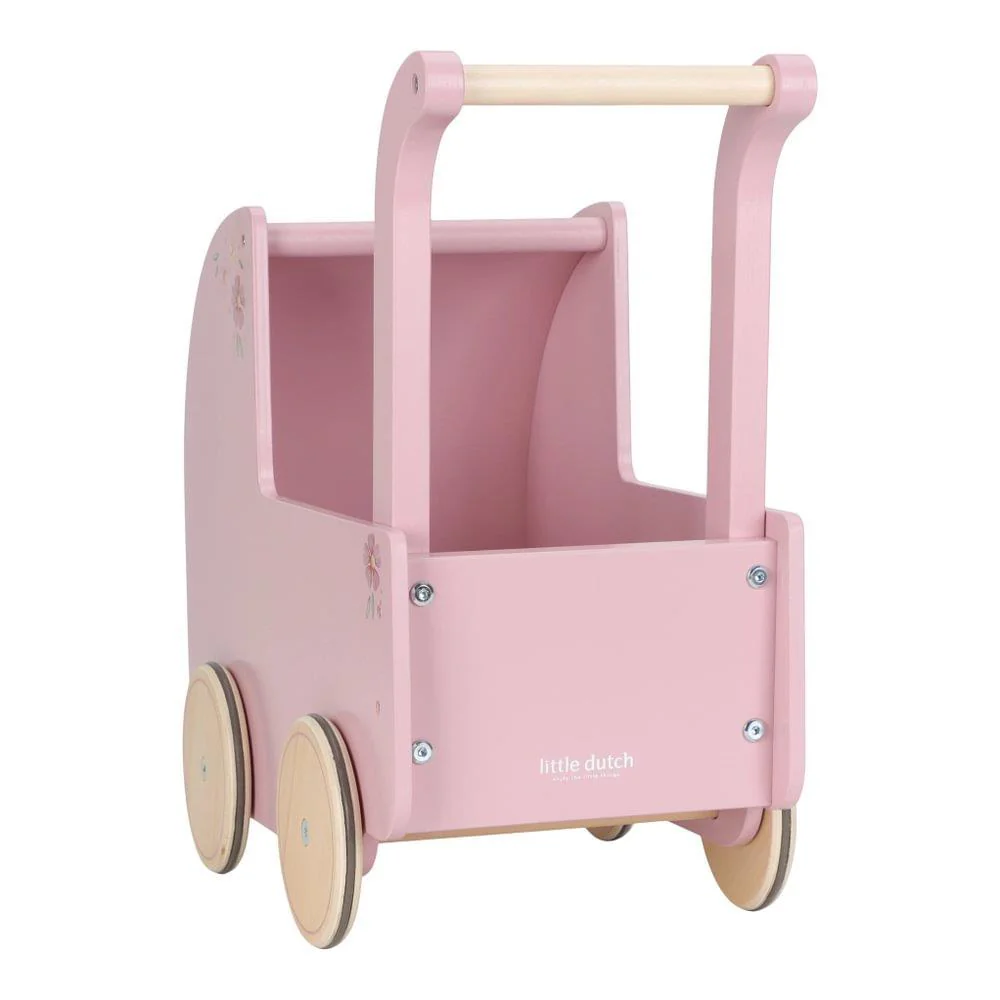 Carrinho para Bonecas em Madeira com Acessórios Little Dutch Flores Rosa - Image 3