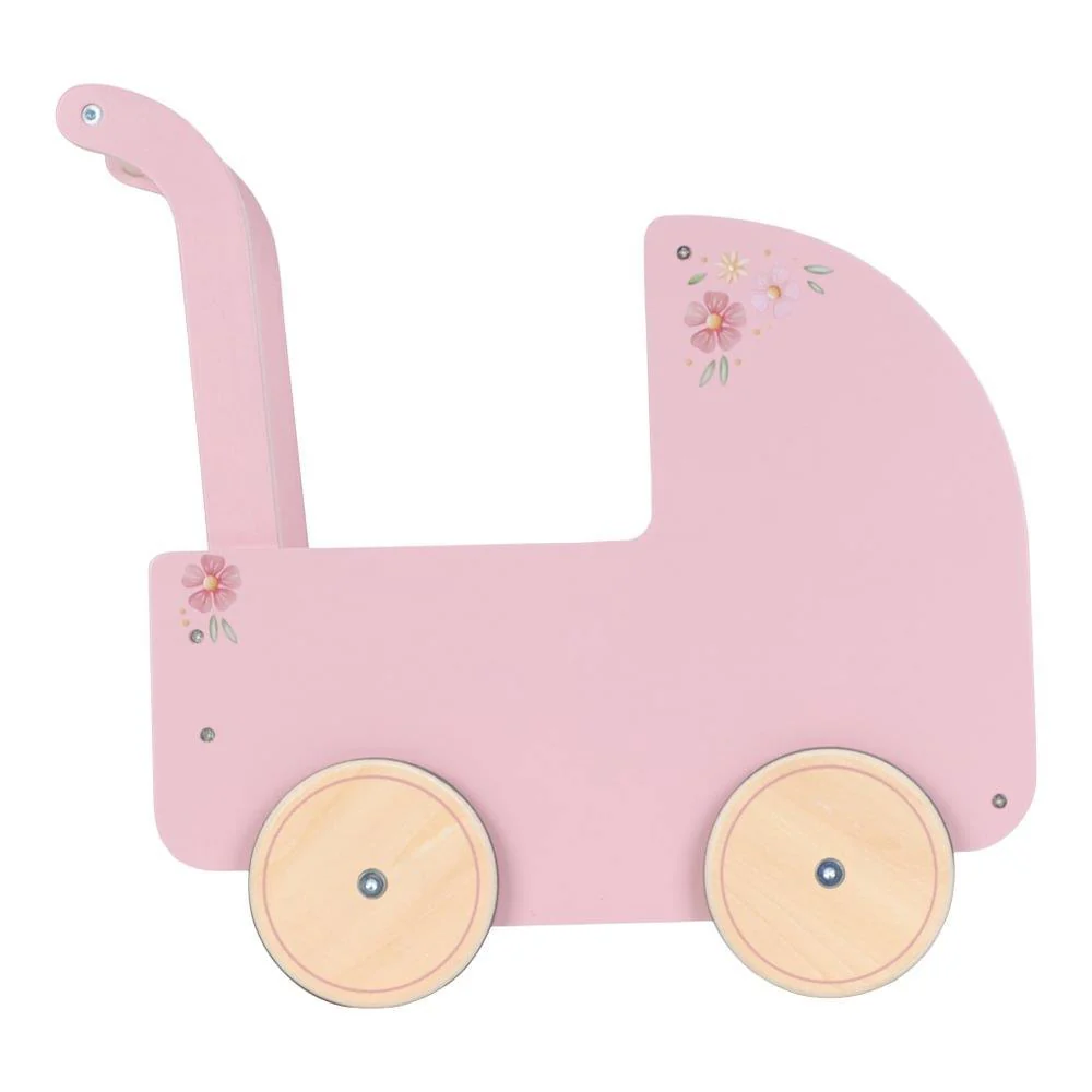 Carrinho para Bonecas em Madeira com Acessórios Little Dutch Flores Rosa - Image 4