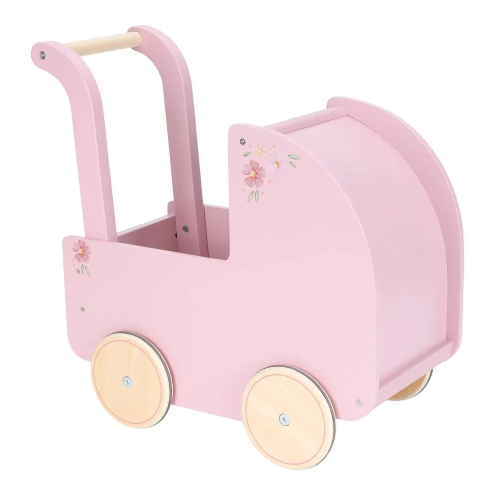 Carrinho para Bonecas em Madeira com Acessórios Little Dutch Flores Rosa - Image 5