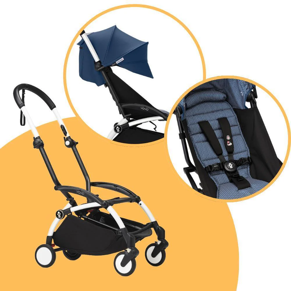 Chassis Stokke Yoyo³ White + Color Pack Yoyo +6M Air France Blue - Image 2
