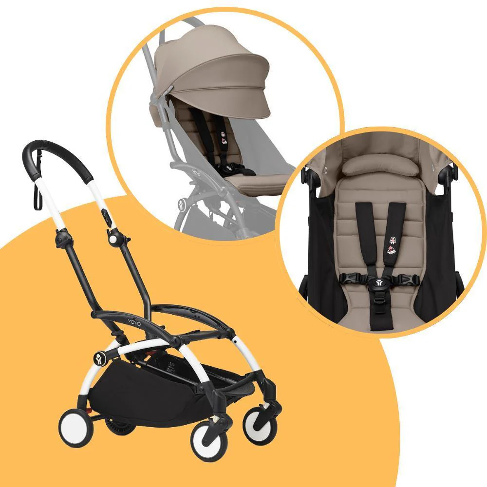 Chassis Stokke Yoyo³ White + Color Pack Yoyo +6M Taupe - Image 2