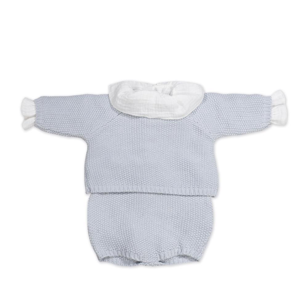 Conjunto 3 Peças para Recém Nascido em Tricot Pasito a Pasito Blue 0-1m
