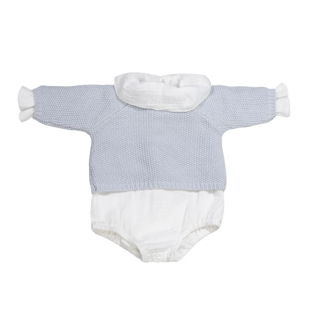 Conjunto 3 Peças para Recém Nascido em Tricot Pasito a Pasito Blue 0-1m - Image 3