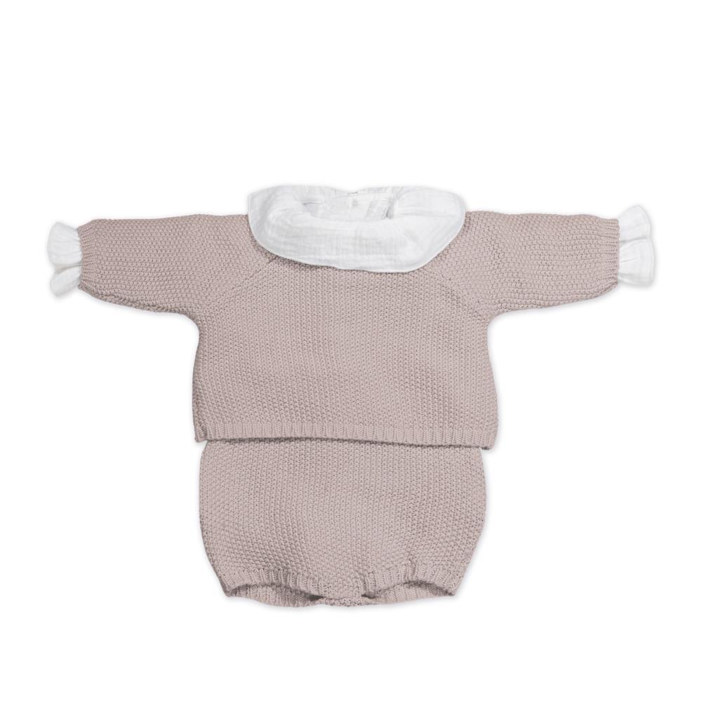 Conjunto 3 Peças para Recém Nascido em Tricot Pasito a Pasito Pink 0-1m