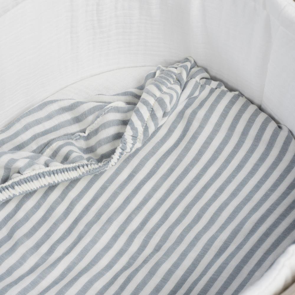 Conjunto de 2 Lençóis Ajustáveis para Alcofa Walking Mum Vichy/Strips Matcha 73x32 cm - Image 6
