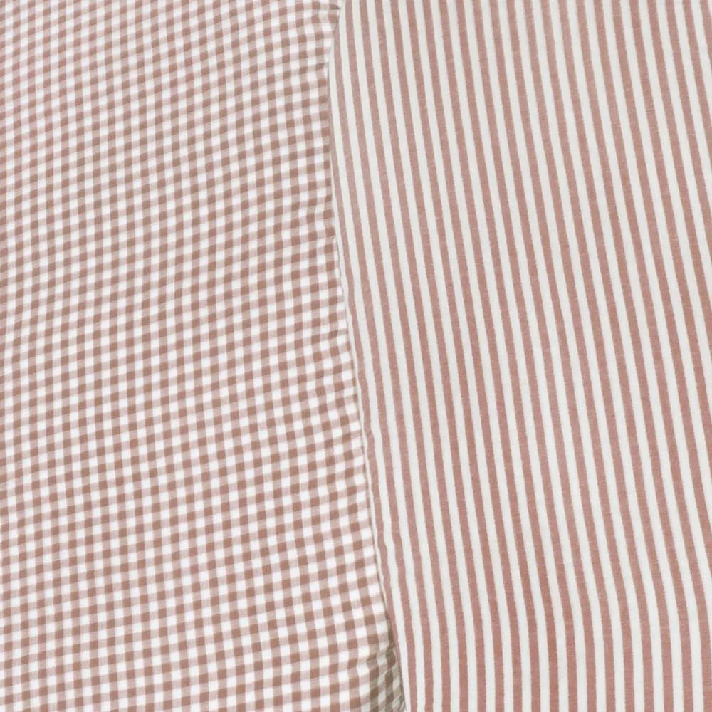 Conjunto de 2 Lençóis Ajustáveis para Alcofa Walking Mum Vichy/Strips Moka 73x32 cm - Image 2