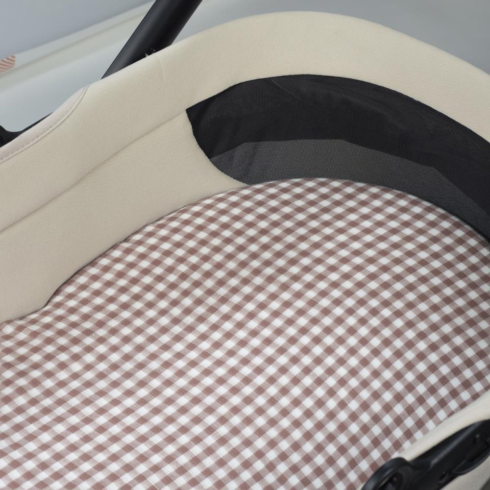 Conjunto de 2 Lençóis Ajustáveis para Alcofa Walking Mum Vichy/Strips Moka 73x32 cm - Image 8